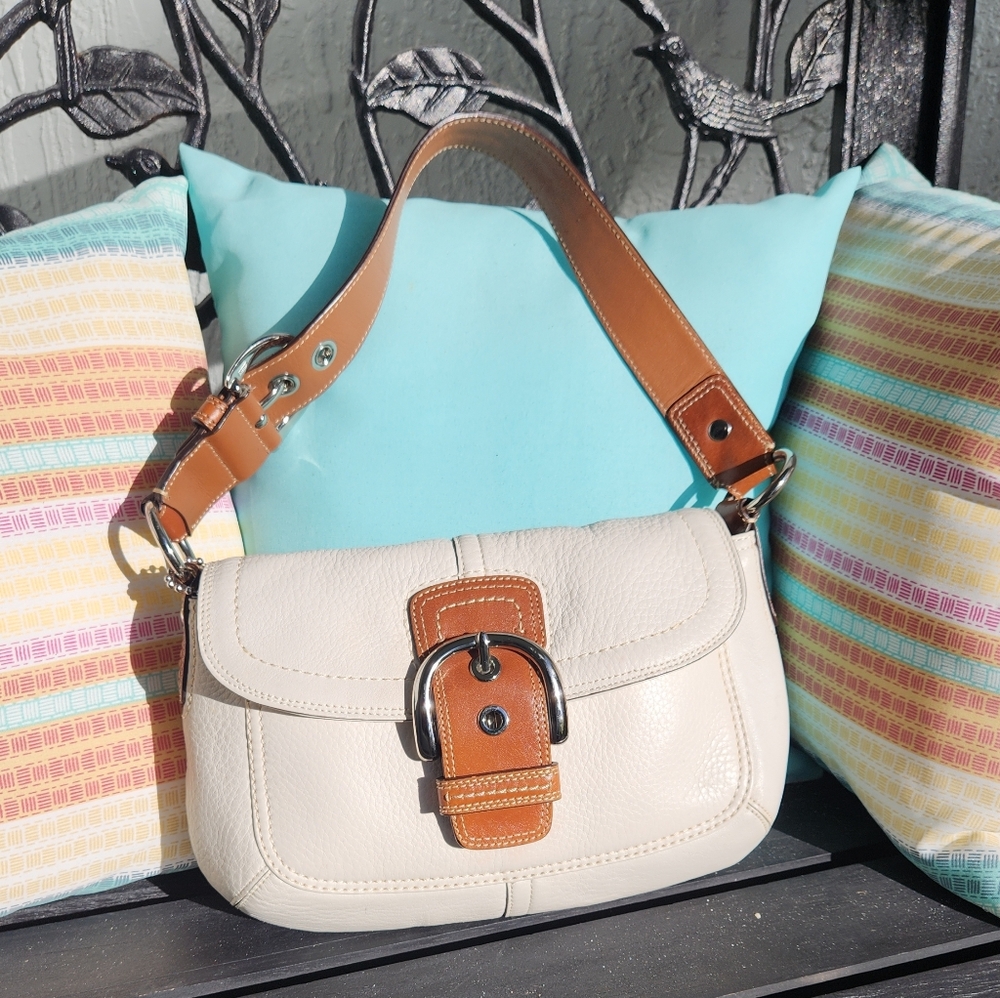 Coach F13105 Soho Pebbled Leather Pocket Flap Shoulder Bag